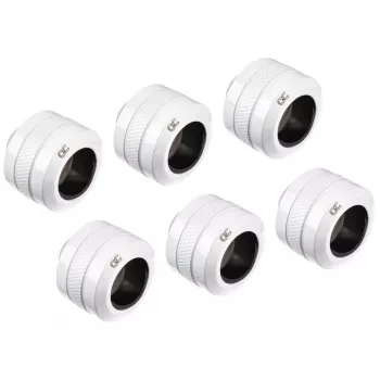 Alphacool 17484 jungtis, žalvarinė, balta, 23 mm aukščio, 26 mm skersmens, 6 vienetų pakuotė