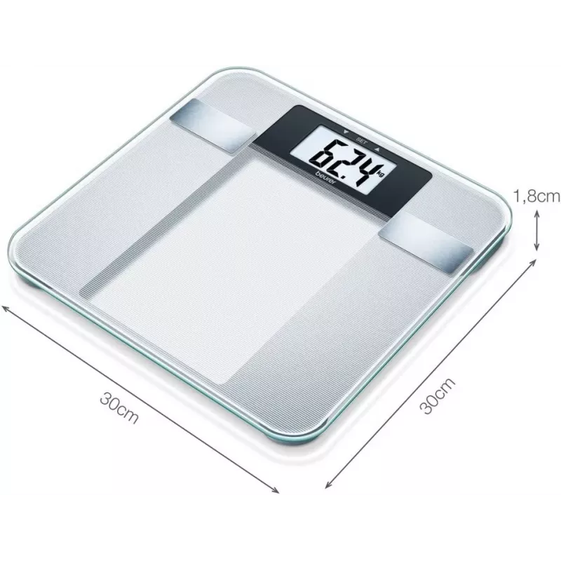 Beurer BG 13 Square Grey, Transparent – elektroninės asmeninės svarstyklės