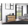 Komoda Top e shop M6 120 – Antracitas/Ąžuolas, 6 stalčių, 1200×300×770 mm, medžio drožlių plokštė