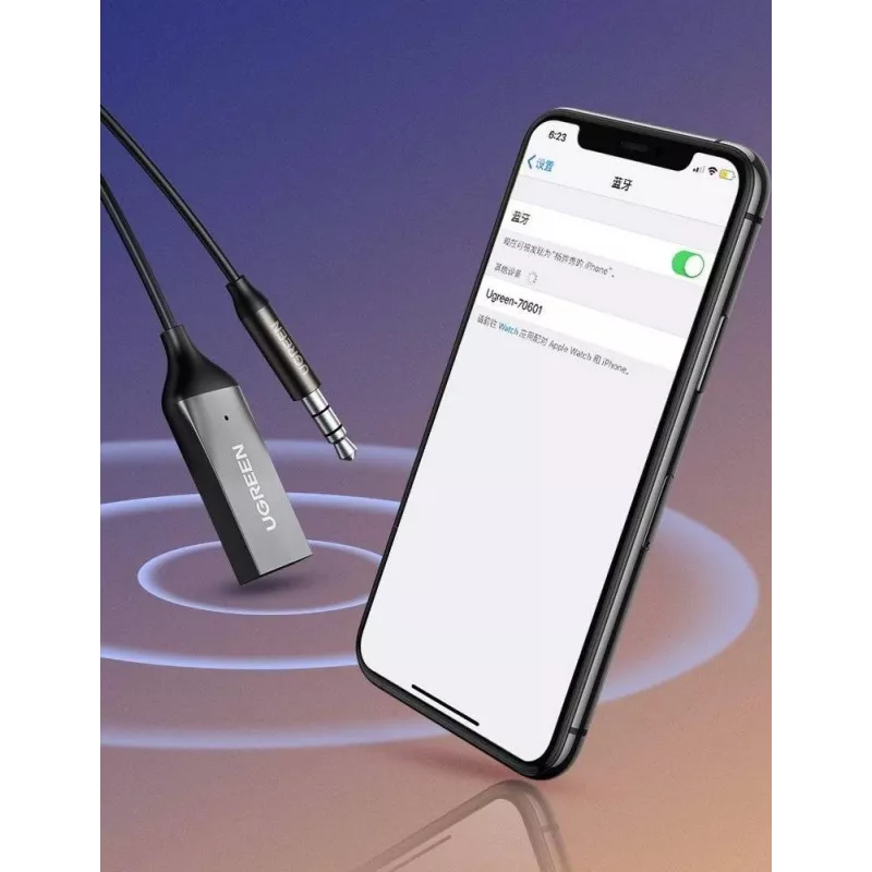 Bluetooth garso imtuvas UGREEN CM309 Bluetooth 5.0 USB su 3,5 mm AUX lizdu, juodas, 20–20000 Hz