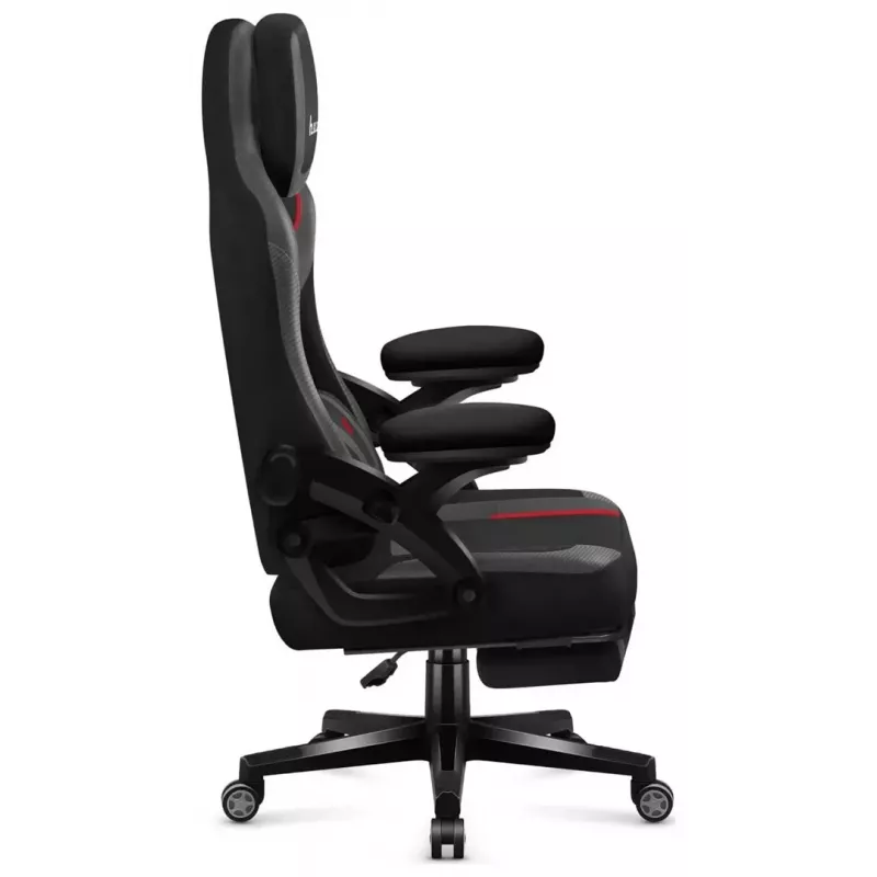 Žaidimų kėdė huzaro Force 4.6 – ergonomiška audeklinė sėdynė, reguliuojamas aukštis ir atlošas, juosmens atrama, 130 kg, sėdynės plotis 41 cm