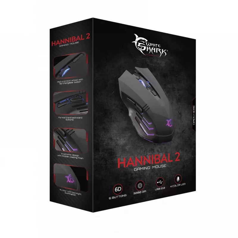 White Shark GM-5006B žaidimų pelė Hannibal-2 juoda