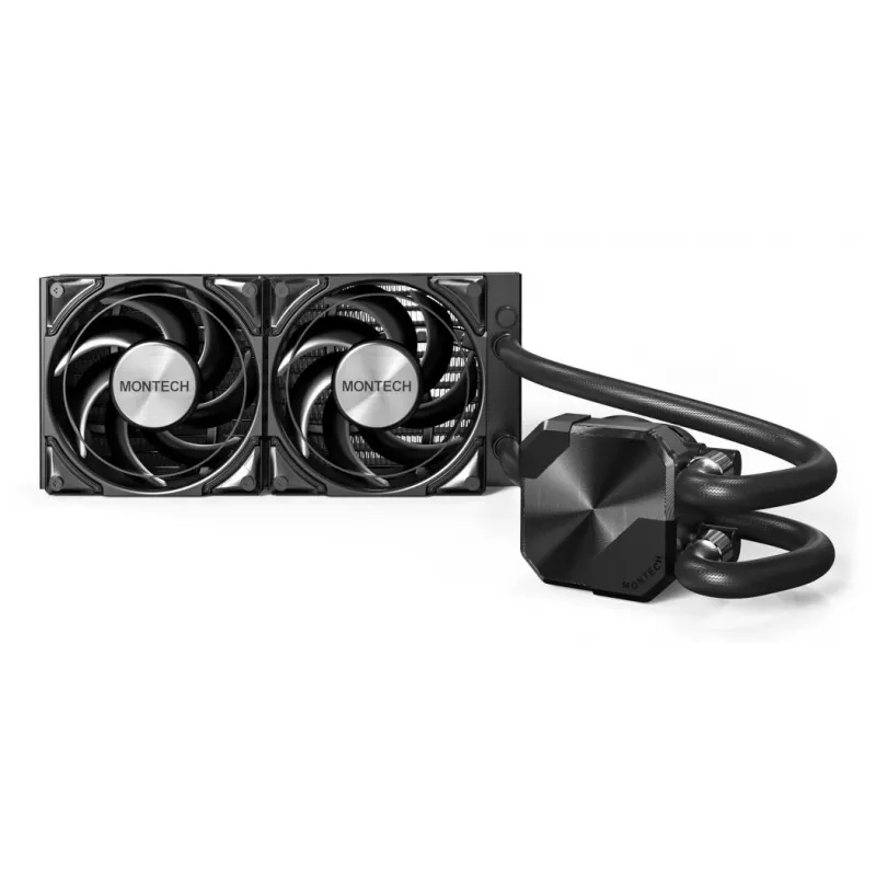 Montech HyperFlow Silent 240 procesoriaus skysčio aušintuvas, 240 mm radiatorius, 2x120 mm ventiliatoriai, juodas