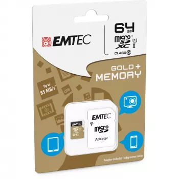 EMTEC Gold+ microSDXC atminties kortelė 64GB Class 10