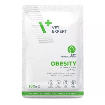 Šlapias kačių ėdalas VETEXPERT Obesity Chicken 100 g – veterinarinė dieta antsvorio turinčioms katėms, vienkartinė pakuotė