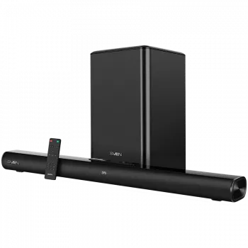 Garsinė juosta SVEN SB-2200D, juoda (300W, DolbyDigital, Bluetooth, HDMI, RC, Optinis, USB, ekranas, belaidis žemų dažnių garsiakalbis)