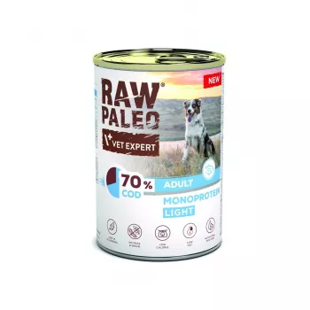 VETEXPERT Raw Paleo Cod Light Monoprotein šlapias pašaras šunims 400 g