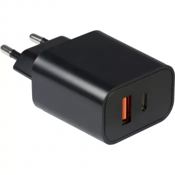 Inter-Tech PD-2120 20W greitasis kroviklis su PD ir QC 3.0, 2 prievadai (USB-C + USB-A), juodas