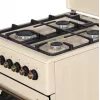 Dujinė-elektrinė viryklė MPM MPM-56-KRM-14, 56 cm, 4 dujiniai degikliai, elektrinė orkaitė, kreminė
