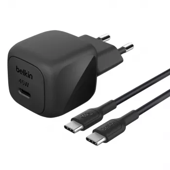 USB-C įkroviklis Belkin BOOSTCHARGE 45W PD PPS – kompaktiškas 45W USB-C PD PPS maitinimo adapteris