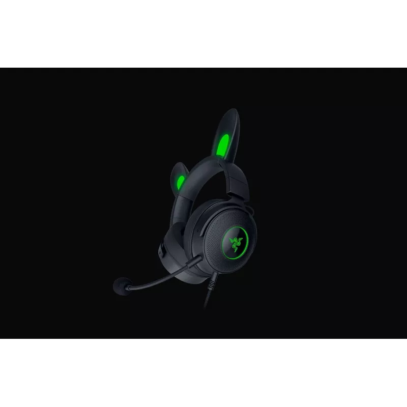 Razer Kraken V2 Pro Kitty Edition – laidinis žaidimų ausinių rinkinys, juodas, viršugalvinis