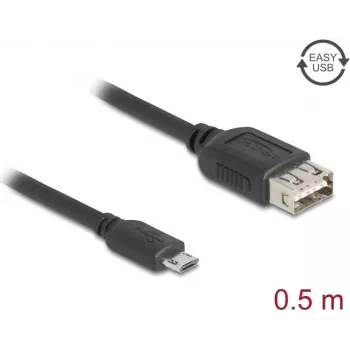 USB 2.0 laidas DELOCK 81517, Micro-USB B į USB A, 0,5 m, juodas