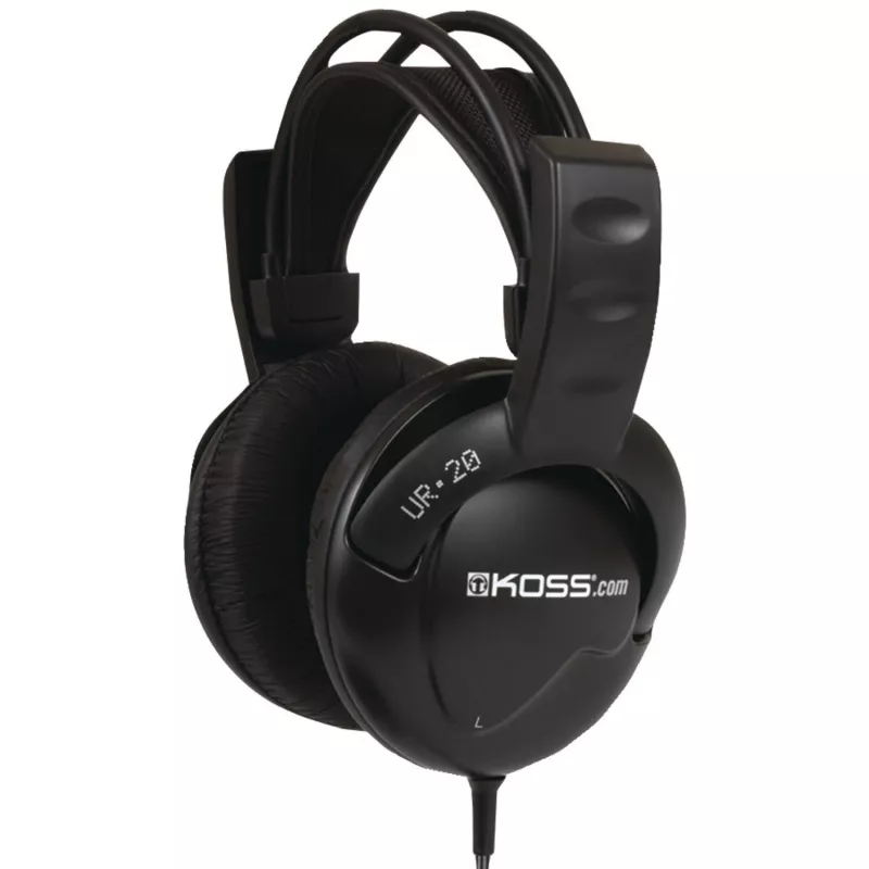 Koss UR20 Ausinės DJ stiliaus, laidinės, ant ausų, triukšmo slopinimas, juodos