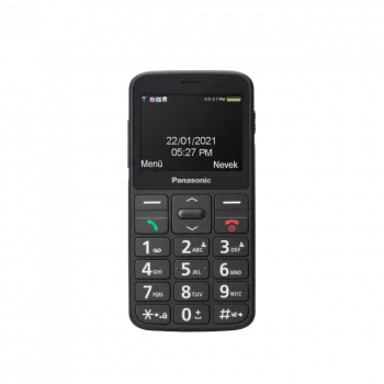Mobilusis telefonas Panasonic KX-TU160 — 2,4 colio TFT ekranas, viena SIM, 2G, 320×240, Bluetooth, USB-C, 0,3 MP kamera, juoda