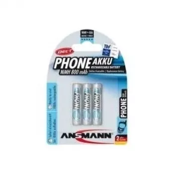 ANSMANN 5030142 Įkraunama NiMH baterija AAA Micro, DECT telefonams, 800mAh, 3 vnt.