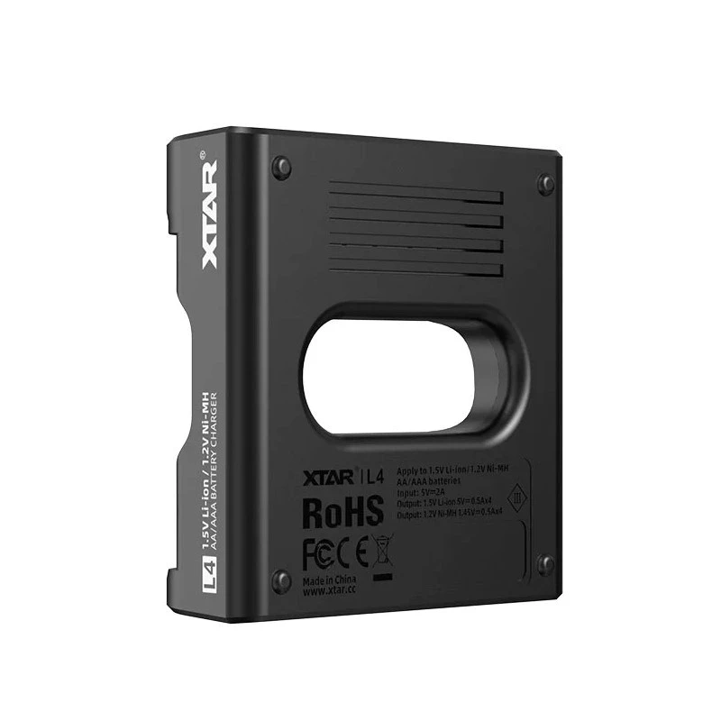 Baterijų įkroviklis XTAR 4 lizdams AA/AAA (Li‑jon, NiMH) USB‑C, LED indikatoriai, juodas
