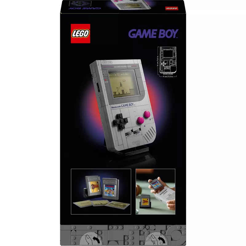 LEGO Retro Dizaino Konstruktorius Game Boy 72046 – detali modelio kopija, stovas eksponavimui