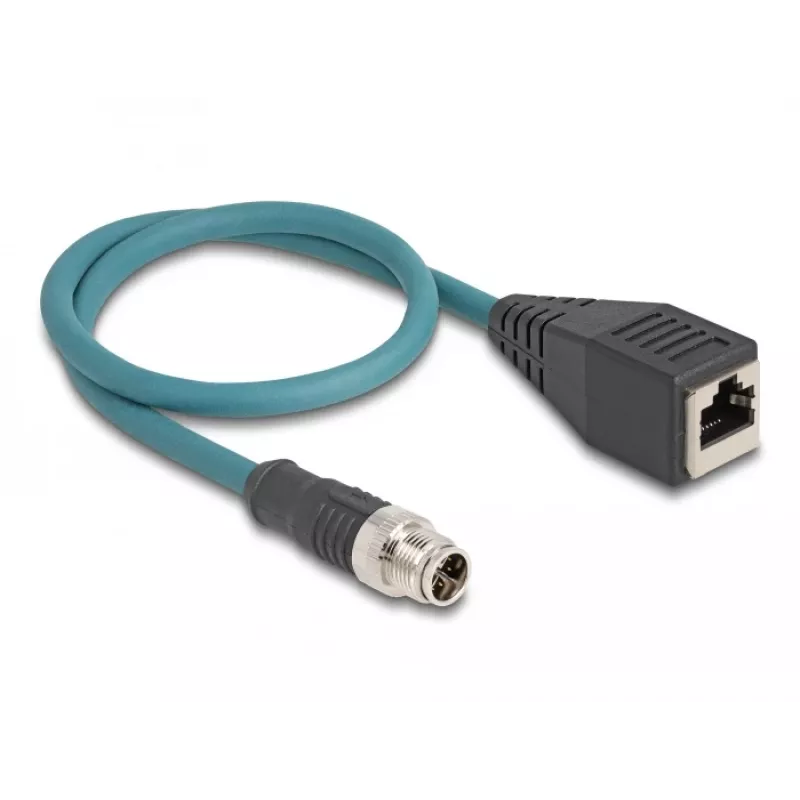 DeLOCK M12 adapterio kabelis X-coded 8 kontaktų kištukas į RJ45 lizdą 50 cm