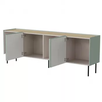 Komoda cama meble FELLINI 2000×400×700 mm, alyvuogė su aliejumi dengtu ąžuoliniu viršumi, MDF rėmas