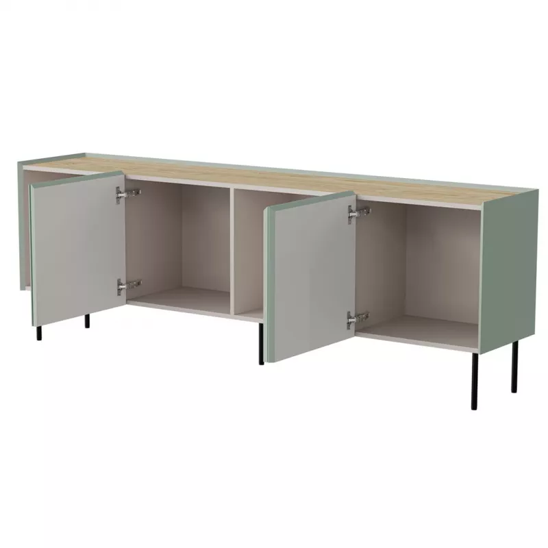 Komoda cama meble FELLINI 2000×400×700 mm, alyvuogė su aliejumi dengtu ąžuoliniu viršumi, MDF rėmas