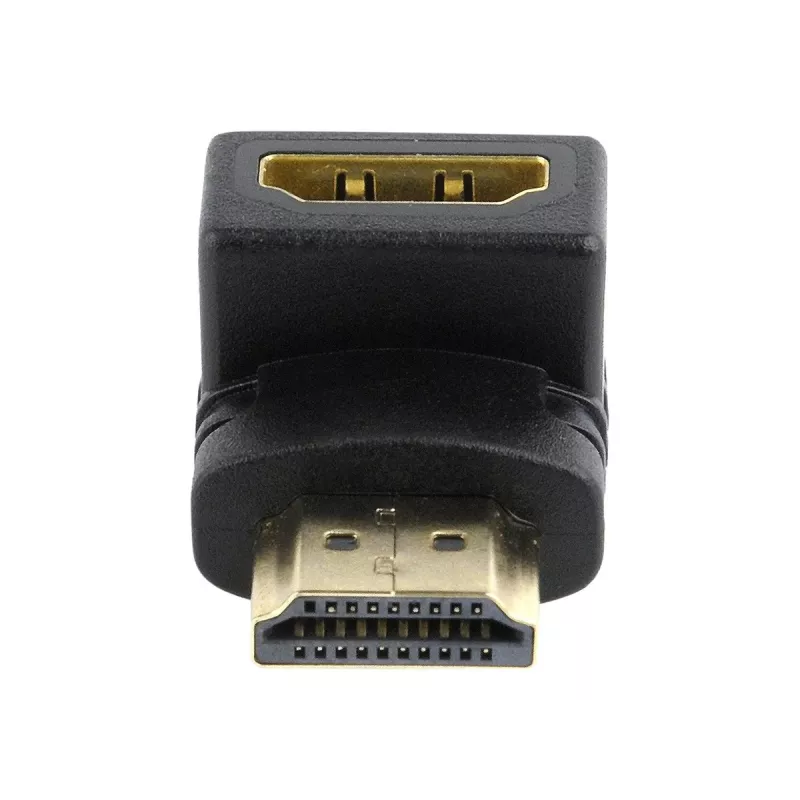 HDMI adapteris GEMBIRD A-HDMI90-FML, HDMI į HDMI, 90° stačiu kampu, juodas