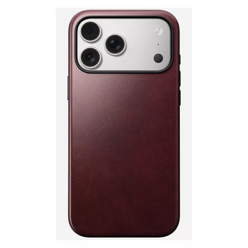 Odiniu dangteliu dėklas Nomad Modern, skirtas iPhone 17 Pro Max (6,9 colio) — Burgundijos spalvos, oda+TPU+PC