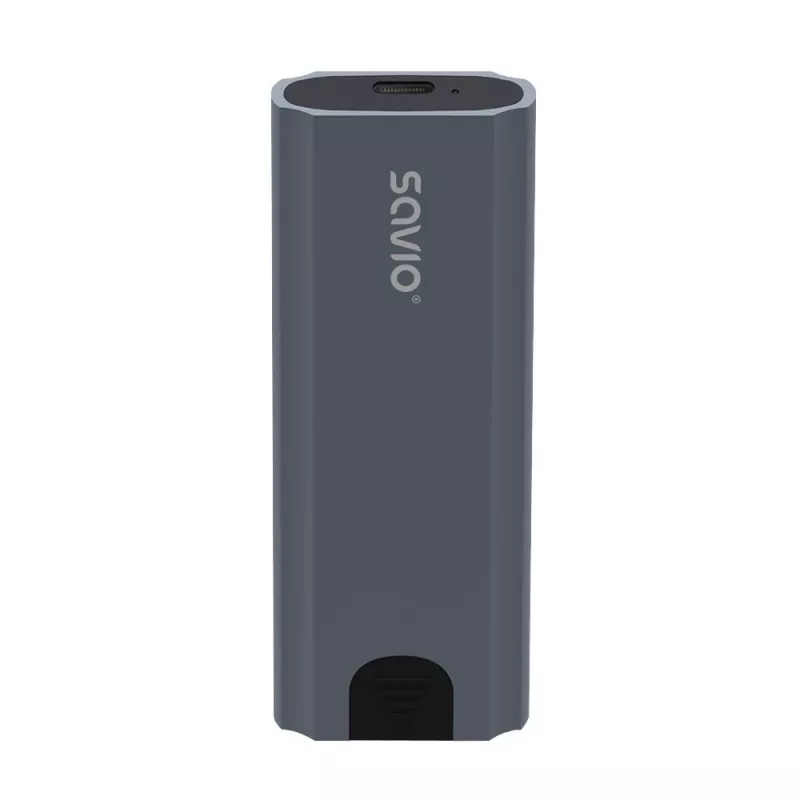 Išorinis M.2 SSD dėklas SAVIO AK-67 Pilka, USB 10 Gbit/s, vienam M.2 diskui