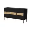 Komoda cama meble INSERTO 3D 143.5×40×80 cm juoda su LED, medžio drožlių plokštė, 16 mm rėmas