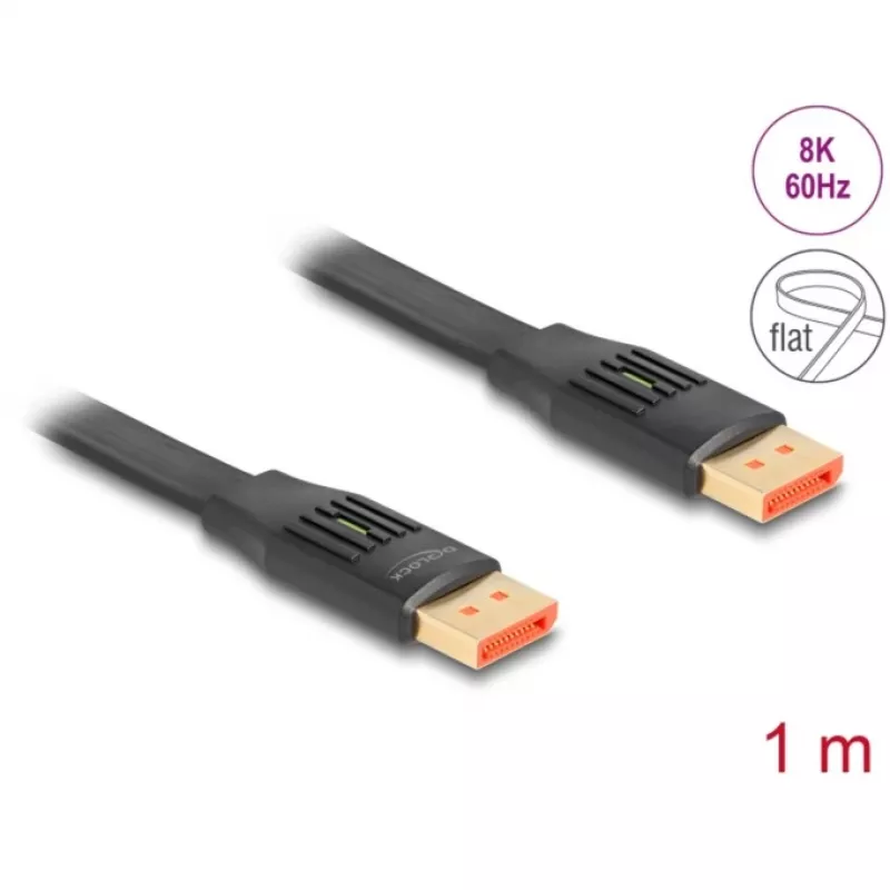 DeLOCK DisplayPort plokščias juostinis kabelis 8K 60 Hz 1 m