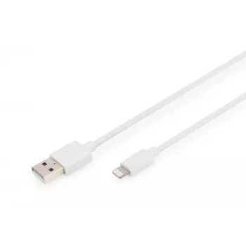 DIGITUS - Žaibolaidinis kabelis - Lightning (M) į USB (M) - 1,0 m - Dviguba izoliacija - Baltas - Lietas - Apple iPad/iPhone/iPod (Lightning) (DB-600106-010-W)