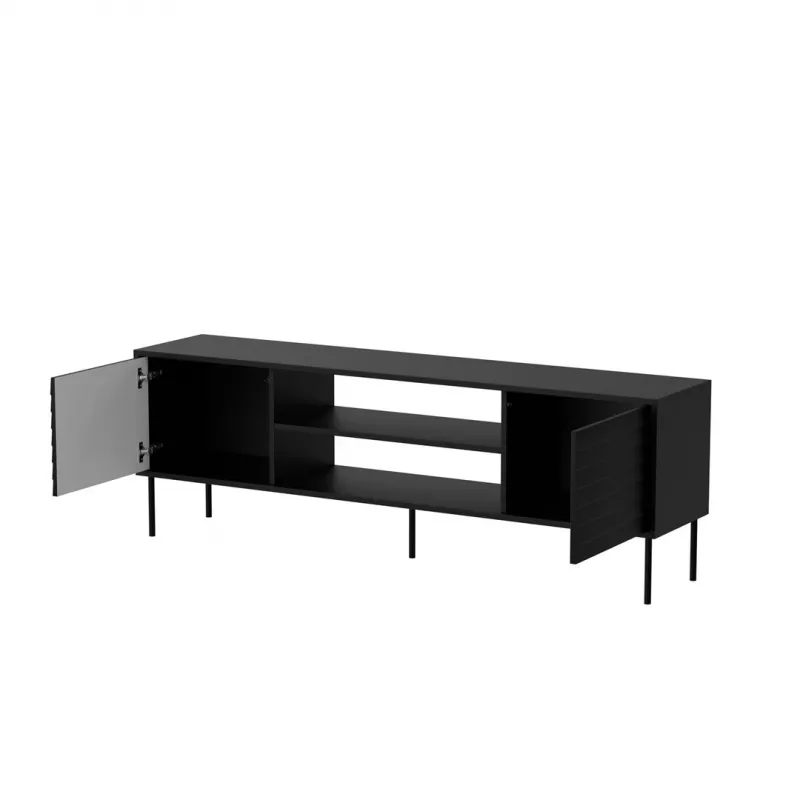 TV spintelė cama meble CORTINA EF 180×40×60 cm, juoda, medžio drožlių plokštės viršus, juodas rėmas