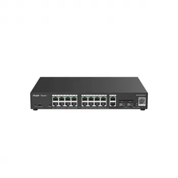 Valdomas L2 Gigabit PoE jungiklis Ruijie RG-ES220GS-P — 18× Gigabit (10/100/1000), IEEE 802.3af/at, 40 Gbit/s, juodas