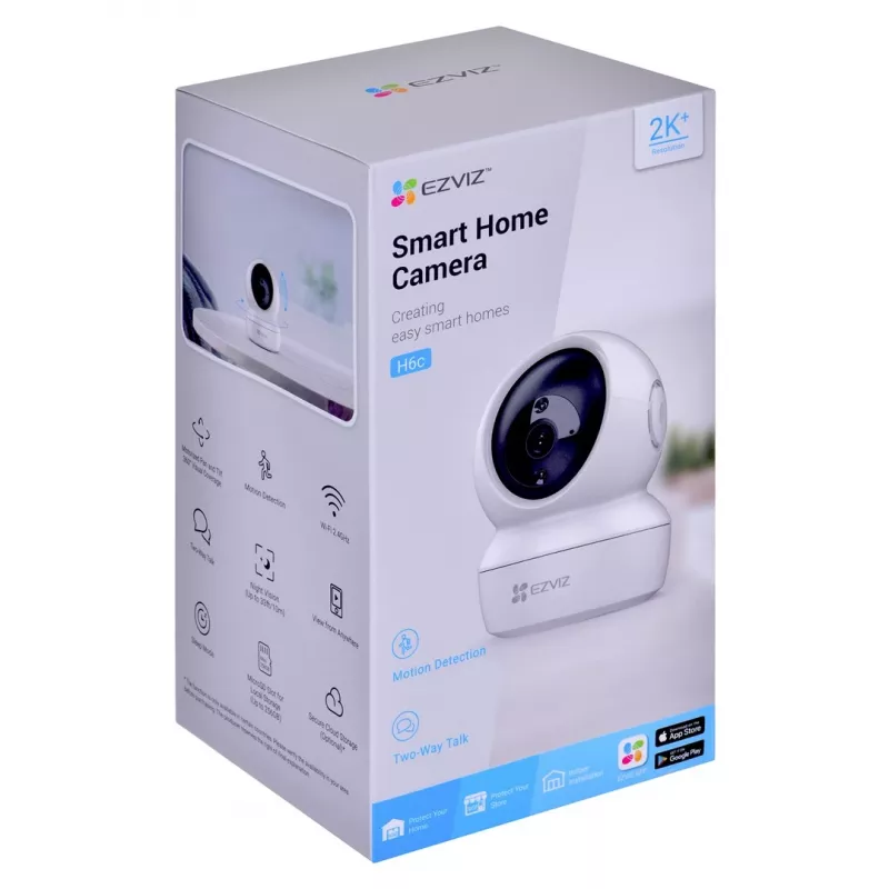 IP stebėjimo kamera EZVIZ H6c 1920 x 1080, vidaus sferinė, Wi‑Fi ir Ethernet, 4 mm objektyvas, 360° vaizdas, microSD iki 256 GB