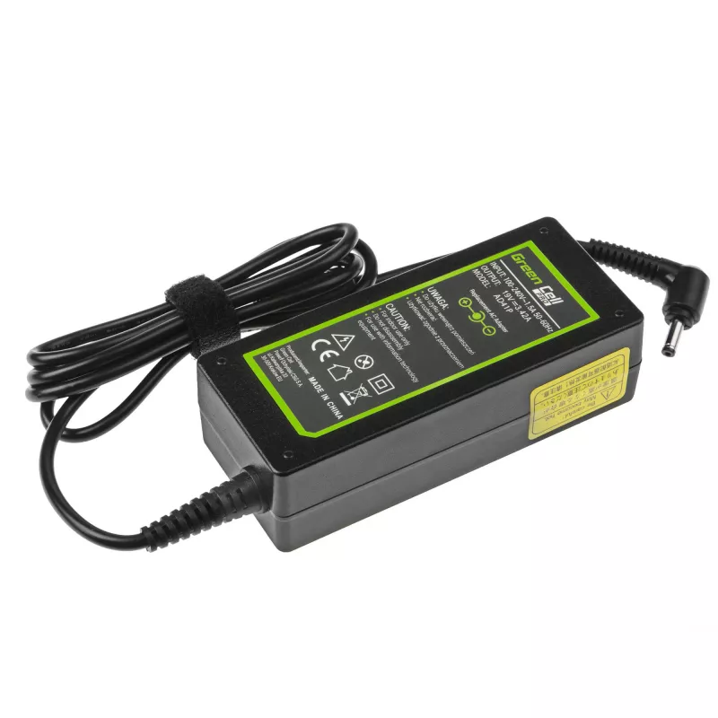 Maitinimo adapteris Green Cell AD41P 65W, skirtas ASUS nešiojamiesiems kompiuteriams, 19V 3,42A, vidaus naudojimui, juodos spalvos