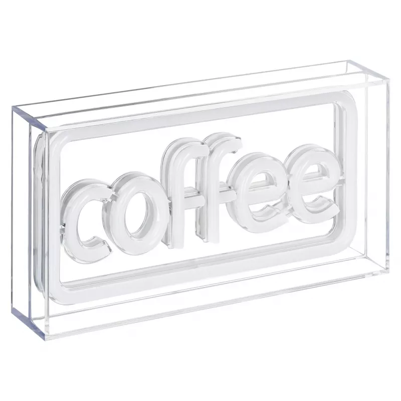Neoninis LED užrašas ActiveJet AJE-NEON COFFEE, daugiaspalvis, USB 5V, montuojamas ant paviršiaus, AS plastikinis rėmas