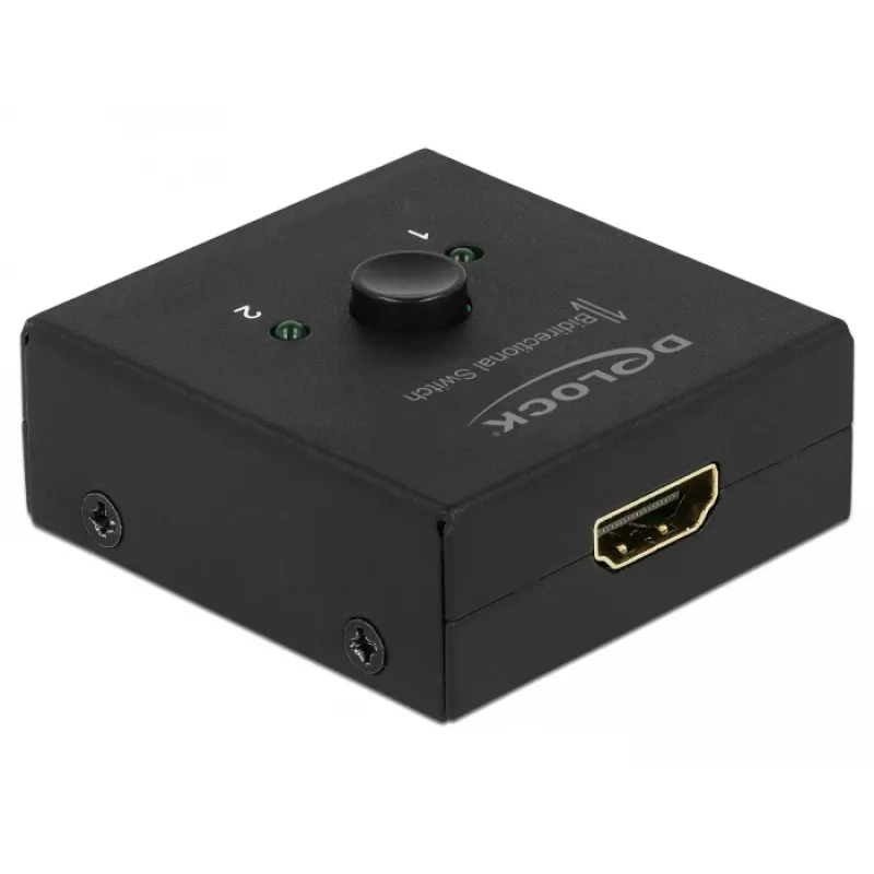DeLock HDMI 2 į 1 dvipusis 4K 60 Hz kompaktiškas vaizdo/garso jungiklis - Mažmeninė dėžutė - 2 x HDMI - stalinis (64072)