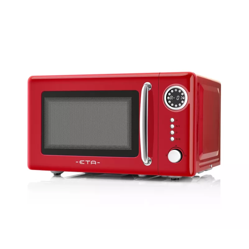Stalinė mikrobangų krosnelė ETA Storio Red Solo – 20 L, 700 W, 5 galingumo lygių, 245 mm padėklas