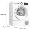 Kondensacinė džiovyklė Bosch WQG145APPL 9 kg su šilumos siurbliu, 14 programų, LED ekranu, balta