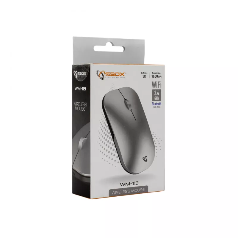 Pelė SBOX WM-113 belaidė RF + Bluetooth + USB Type-C