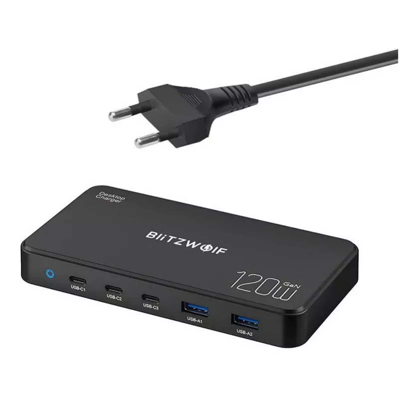 Įkrovimo stotelė BlitzWolf BW-i100 5-in-1 120W – kelių prievadų įkroviklis telefonams, planšetėms, nešiojamiems kompiuteriams