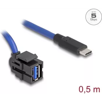 DeLOCK 88156 USB laidas 0,5 m USB A USB C juodas mėlynas
