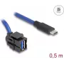 DeLOCK 88156 USB laidas 0,5 m USB A USB C juodas mėlynas