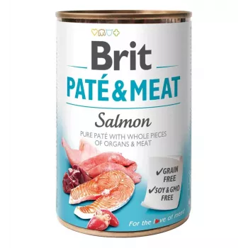Brit Paté & Meat šlapias ėdalas šunims su lašiša, 400 g
