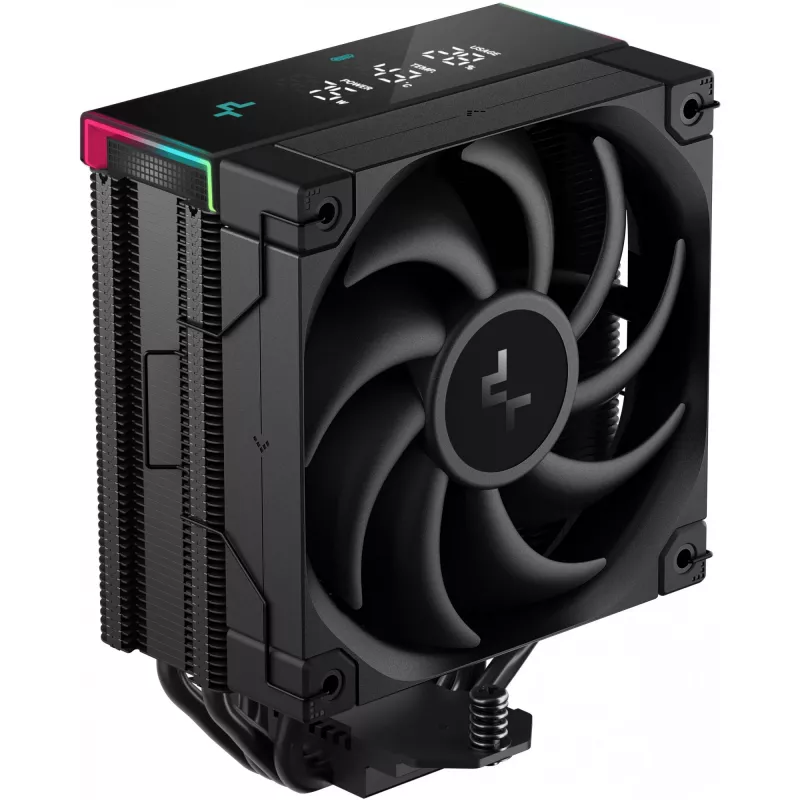 Oro aušintuvas DeepCool AK400 Digital PRO — 120 mm ventiliatorius, PWM, 1850 RPM, FDB, suderinamas su LGA 1700/1200/115x/AM4/AM5, juodas