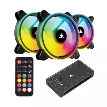 Ventiliatorių rinkinys White Shark Nebula-2 Black – ARGB 120 mm (3 vnt.)