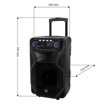 Nešiojama karaoke kolonėlė MANTA SPK5021PRO 80W RMS, 12 col. žemų dažnių garsiakalbis, Bluetooth, baterija iki 5 val., SD/USB, mikrofono ir gitaros įėjimai