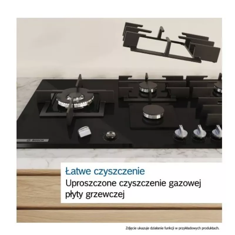 Įmontuojama dujinė kaitlentė Bosch PPP6A2I40, 4 zonos, ketaus grotelės, juoda, 590×520×54 mm, sukamos rankenėlės