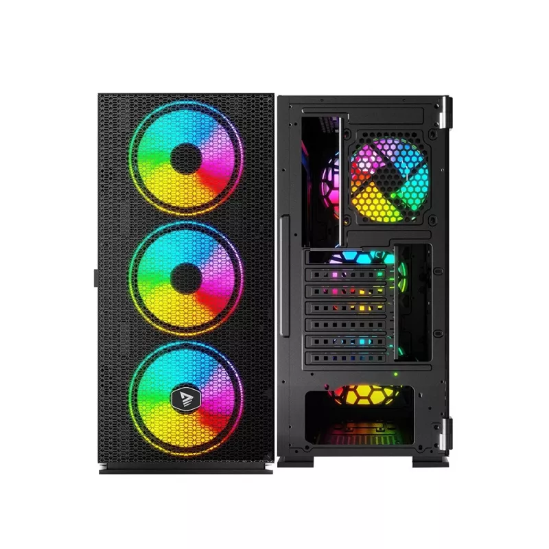 SAVIO kompiuterio korpusas Raptor X1 ARGB Stiklas/Tinklelis Juodas