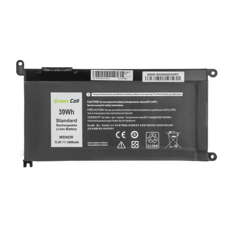 Baterija Green Cell DE150, skirta DELL Inspiron – LiPo 11,4 V 3400 mAh, juoda, 1 vnt.