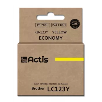 Actis KB-123Y rašalo kasetė (pakaitalas Brother LC123Y/LC121Y; standartinė; 10 ml; geltona)
